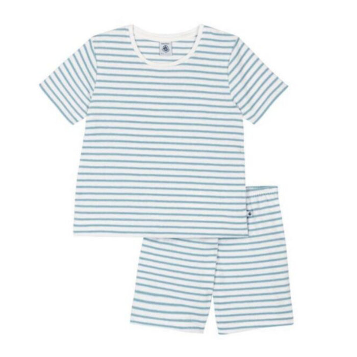 Petit Bateau -Katoenen pyjama met blauwe streepjes kort