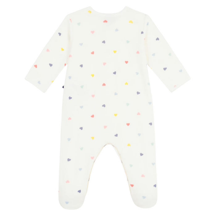 Petit Bateau - Fluwelen babypyjama met hartjesprint