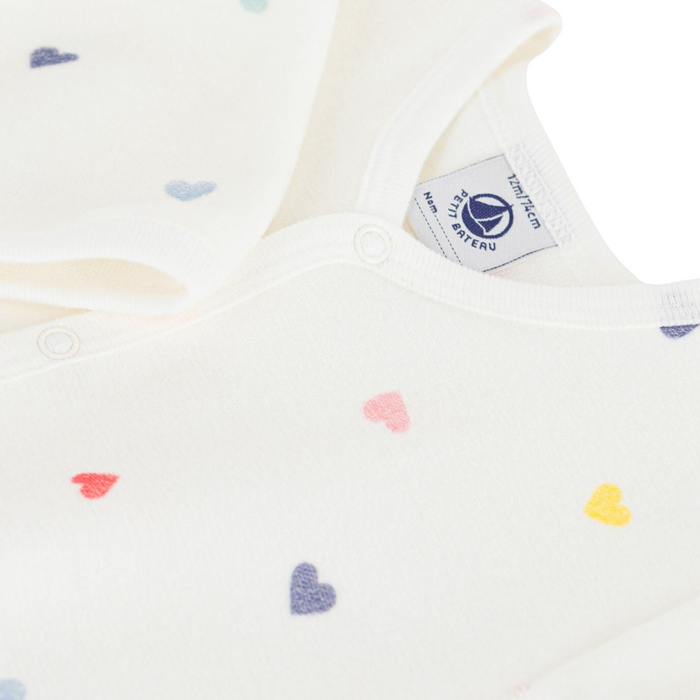 Petit Bateau - Fluwelen babypyjama met hartjesprint