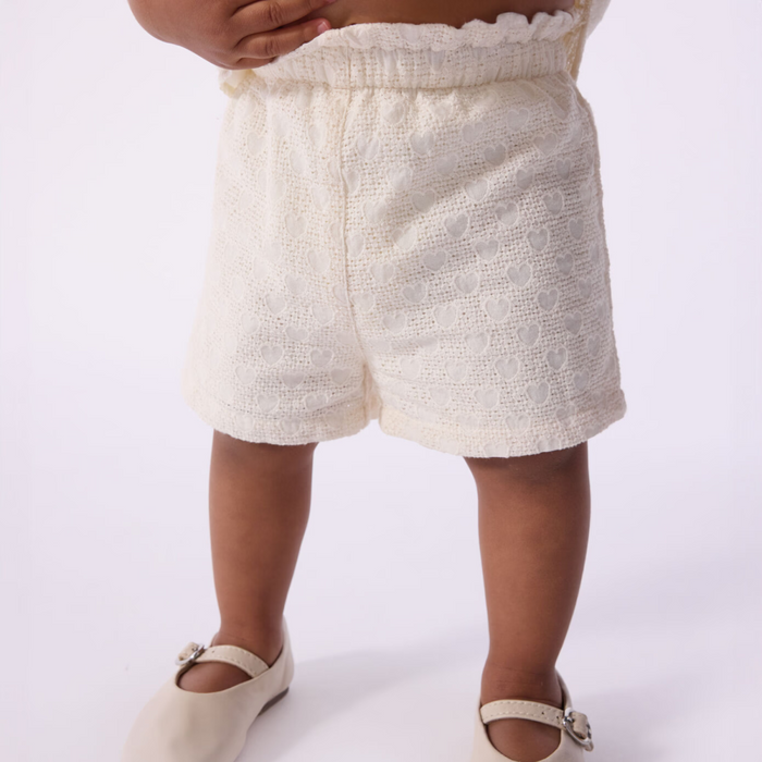 Petit Bateau - Tweedelig babysetje in broderie anglaise met hartjesmotief