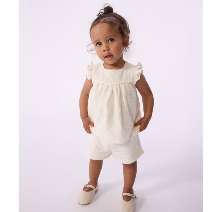 Petit Bateau - Tweedelig babysetje in broderie anglaise met hartjesmotief