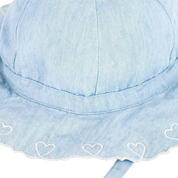 Petit Bateau - Zonnehoedje voor babymeisjes van chambray - Blauw