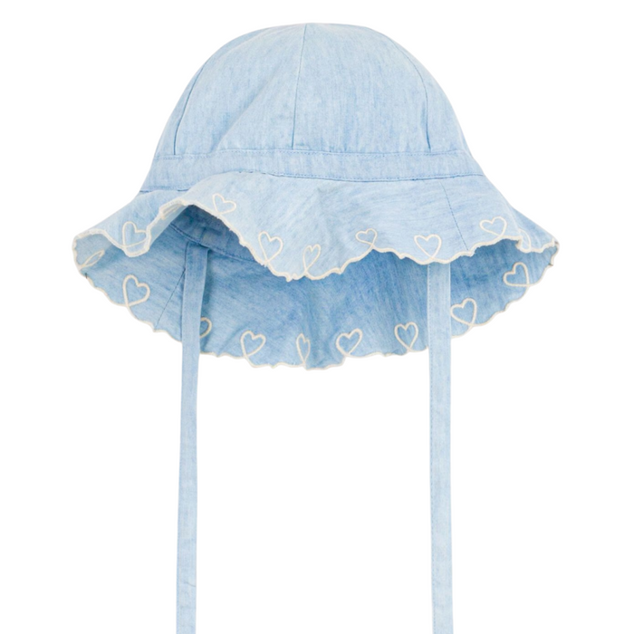 Petit Bateau - Zonnehoedje voor babymeisjes van chambray - Blauw