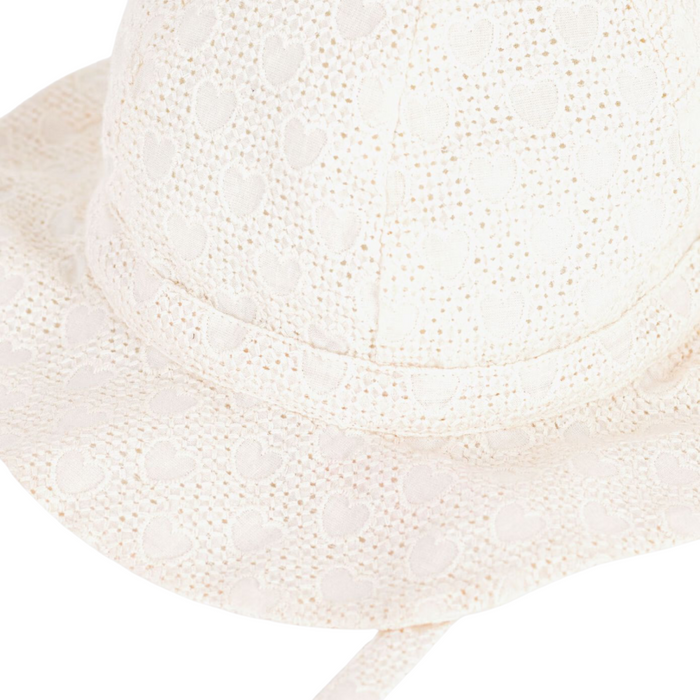 Petit Bateau - Zonnehoedje voor babymeisjes van poplin met broderie anglaise - Ecru