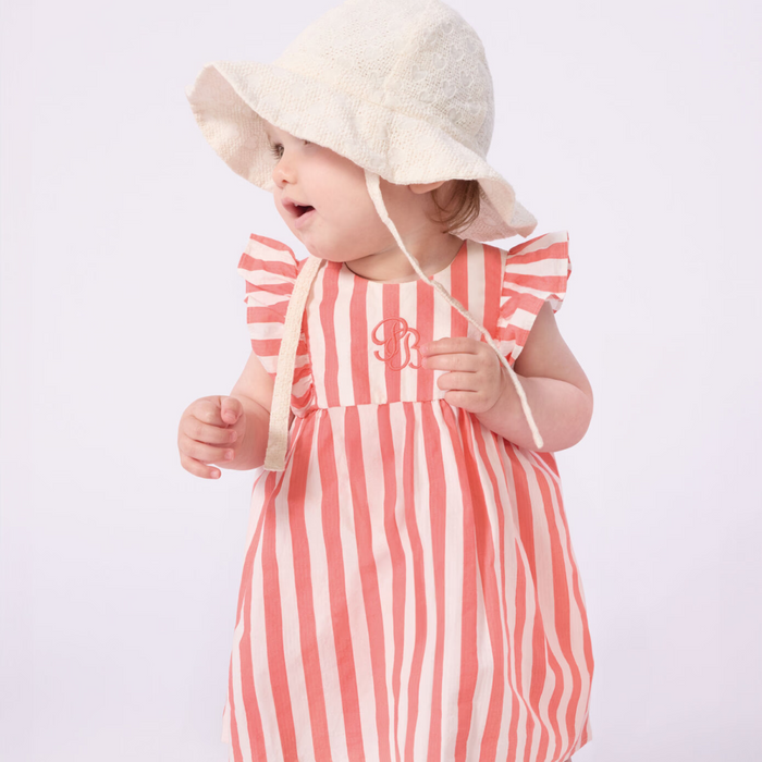 Petit Bateau - Zonnehoedje voor babymeisjes van poplin met broderie anglaise - Ecru