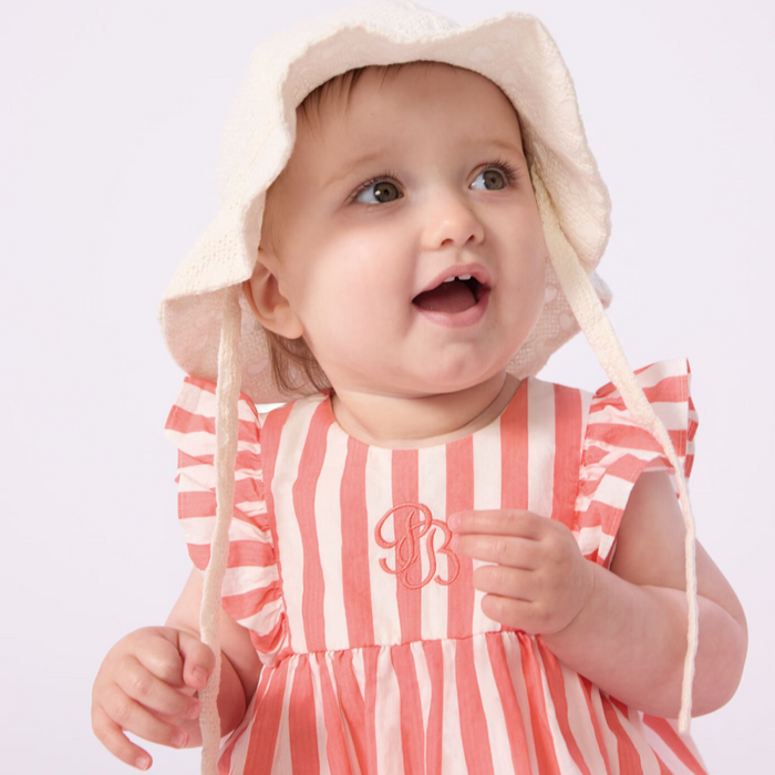Petit Bateau - Zonnehoedje voor babymeisjes van poplin met broderie anglaise - Ecru