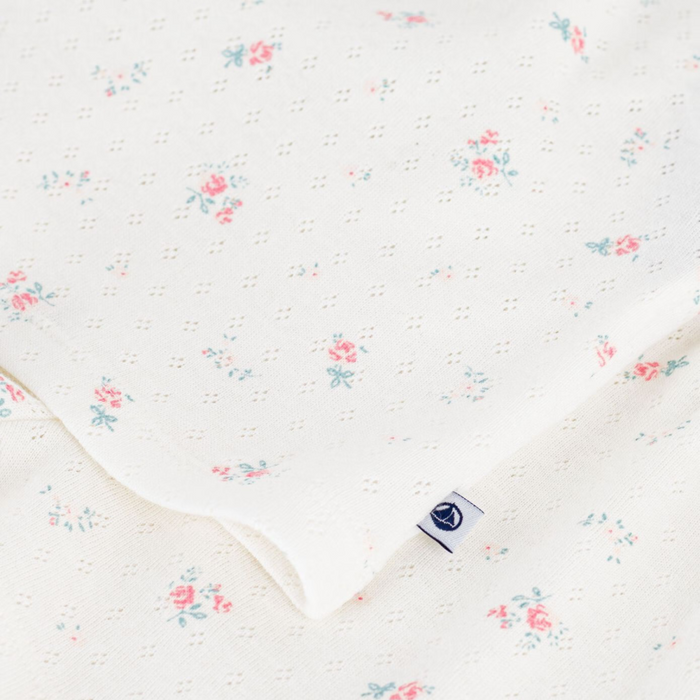 Petit Bateau - Korte kinderpyjama van ajourkatoen met bloemenprint
