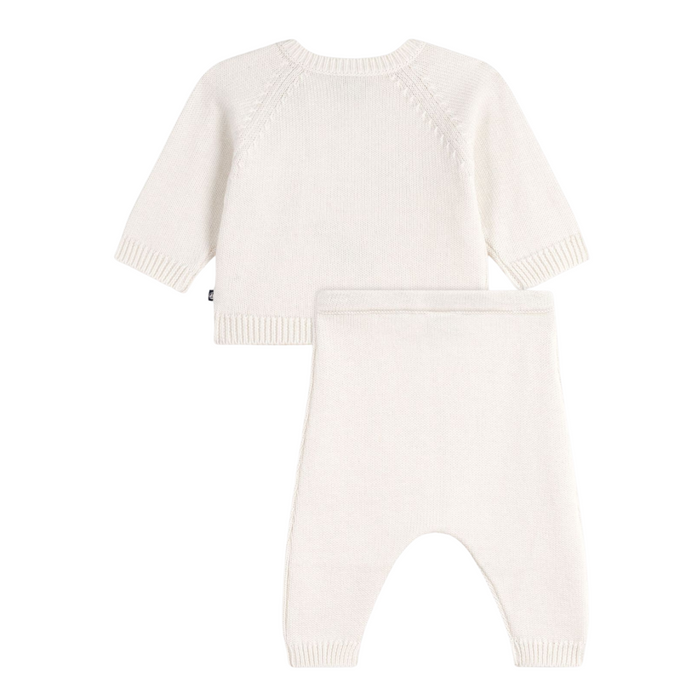 Petit Bateau - Tweedelig gebreid babysetje van wol en katoen met walvismotiefje