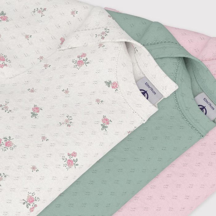 Petit Bateau - Set van 3 body's met korte mouwen bloemprint