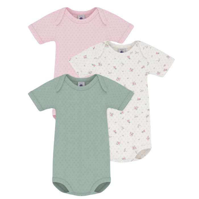 Petit Bateau - Set van 3 body's met korte mouwen bloemprint