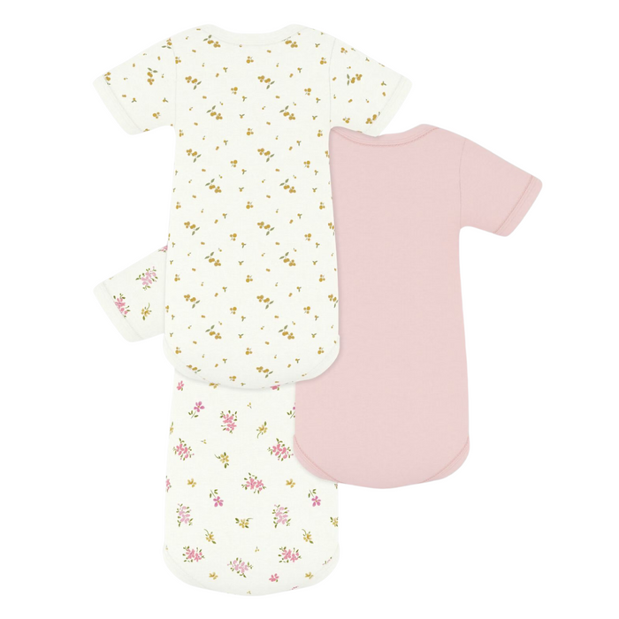 Petit Bateau - Set van 3 body's met korte mouwen bloemetjes