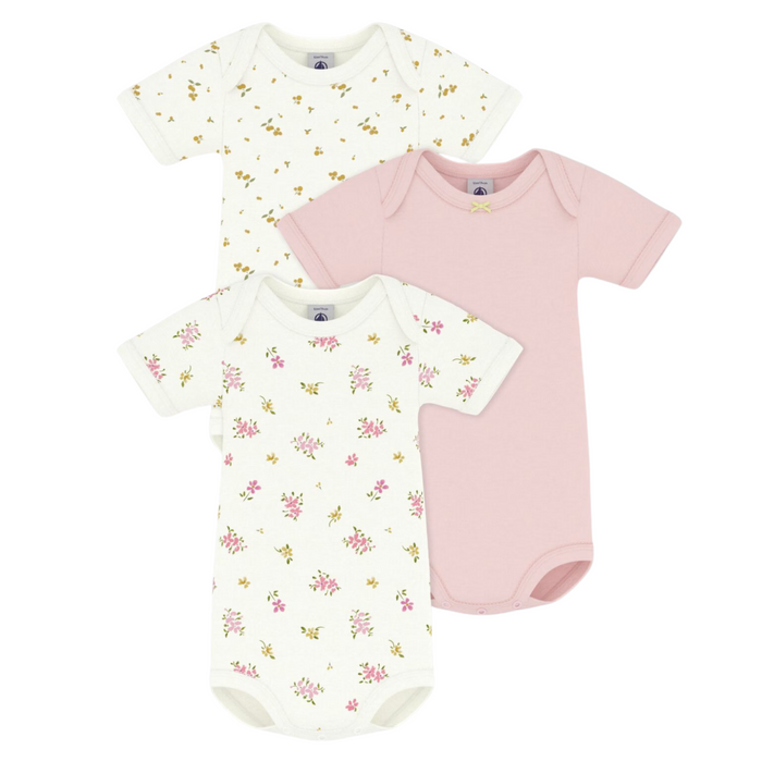 Petit Bateau - Set van 3 body's met korte mouwen bloemetjes
