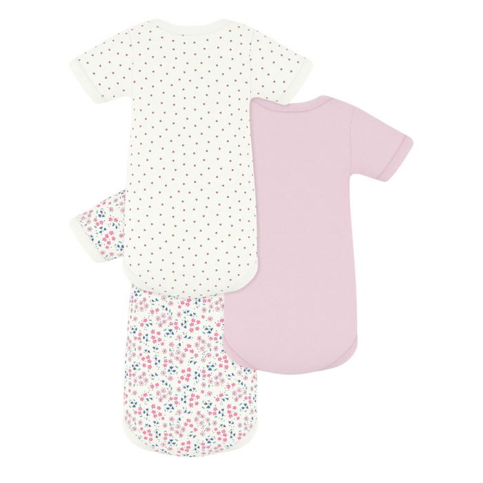 Petit Bateau - Set van 3 body's met korte mouwen hartjes