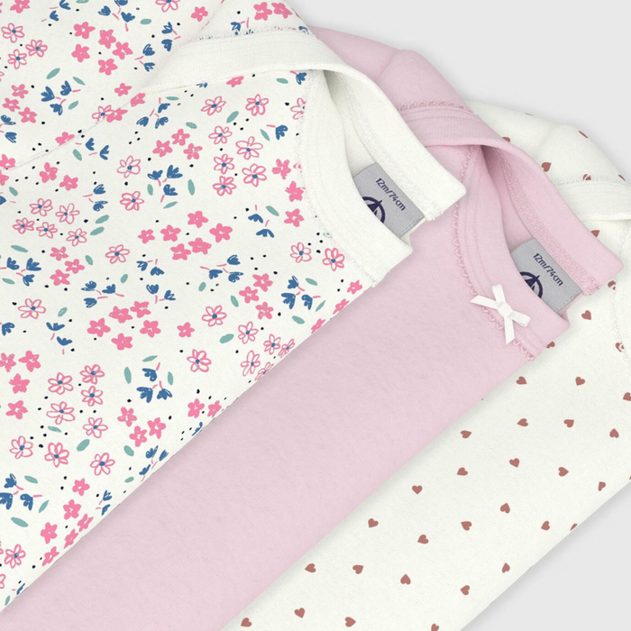 Petit Bateau - Set van 3 body's met korte mouwen hartjes
