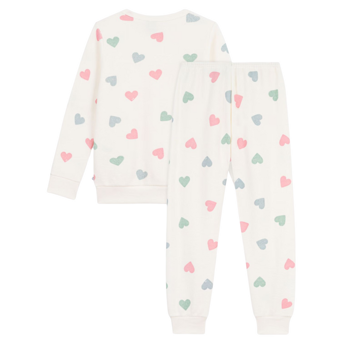 Petit Bateau - 2-delige pyjama éponge met hartjes