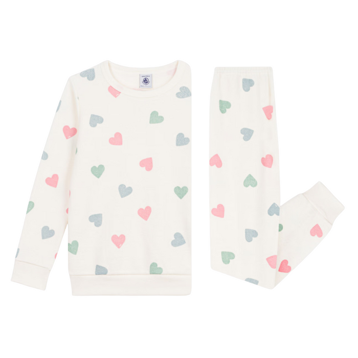 Petit Bateau - 2-delige pyjama éponge met hartjes