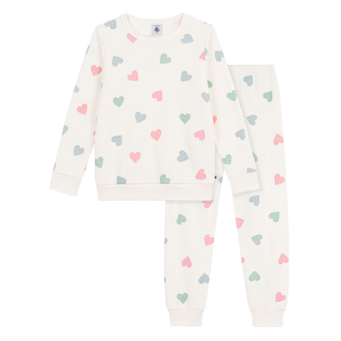 Petit Bateau - 2-delige pyjama éponge met hartjes