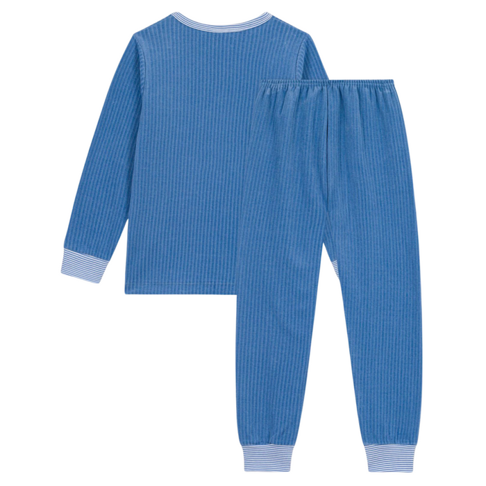Petit Bateau - 2-delige pyjama Velours blauw