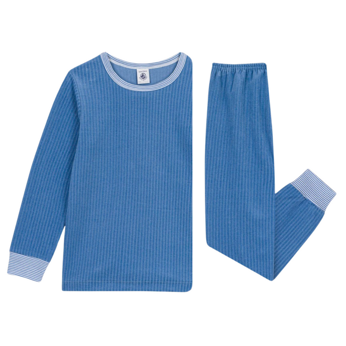 Petit Bateau - 2-delige pyjama Velours blauw