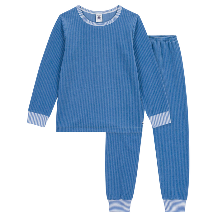 Petit Bateau - 2-delige pyjama Velours blauw