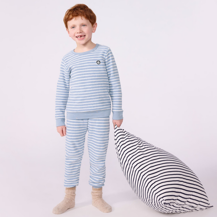 Petit Bateau - 2-delige pyjama éponge blauw