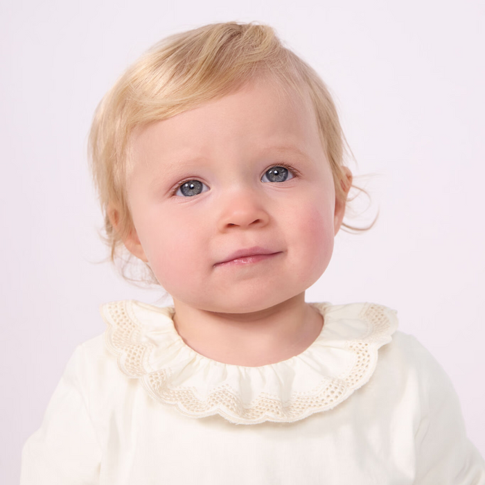 Petit Bateau - T-shirt met lange mouwen en kraagje - Ecru