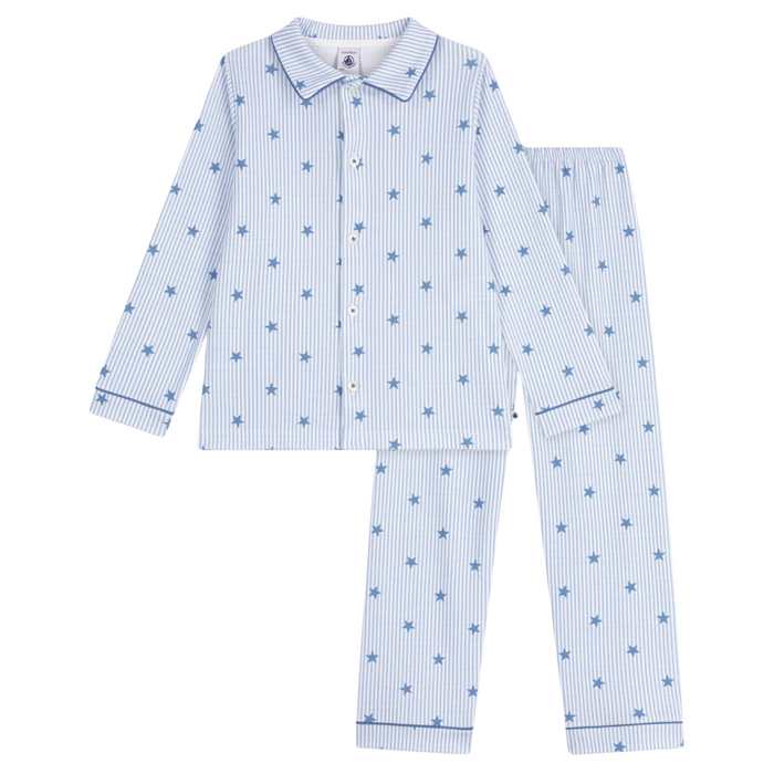 Petit Bateau - Katoenen geknoopte pyjama met sterretjesprint