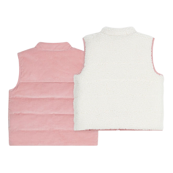 Petit Bateau - Bodywarmer omkeerbaar van fluweel en sherpa - Roze