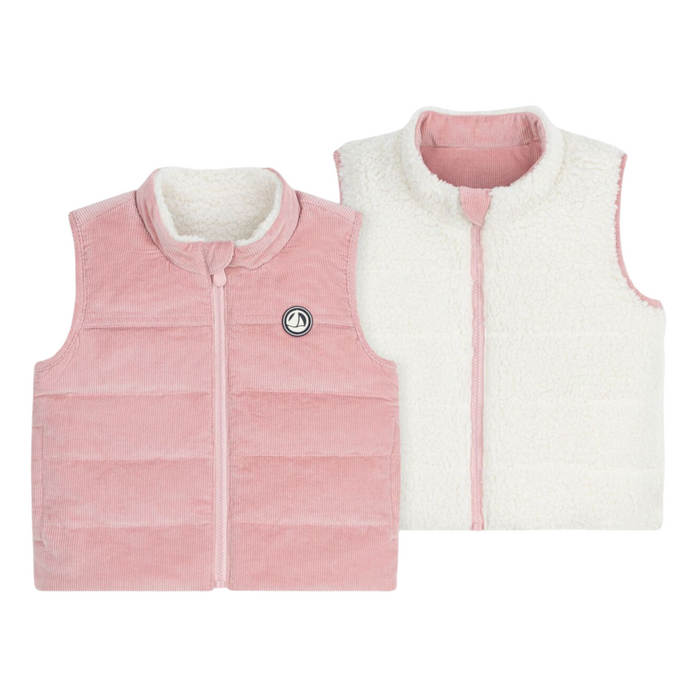 Petit Bateau - Bodywarmer omkeerbaar van fluweel en sherpa - Roze