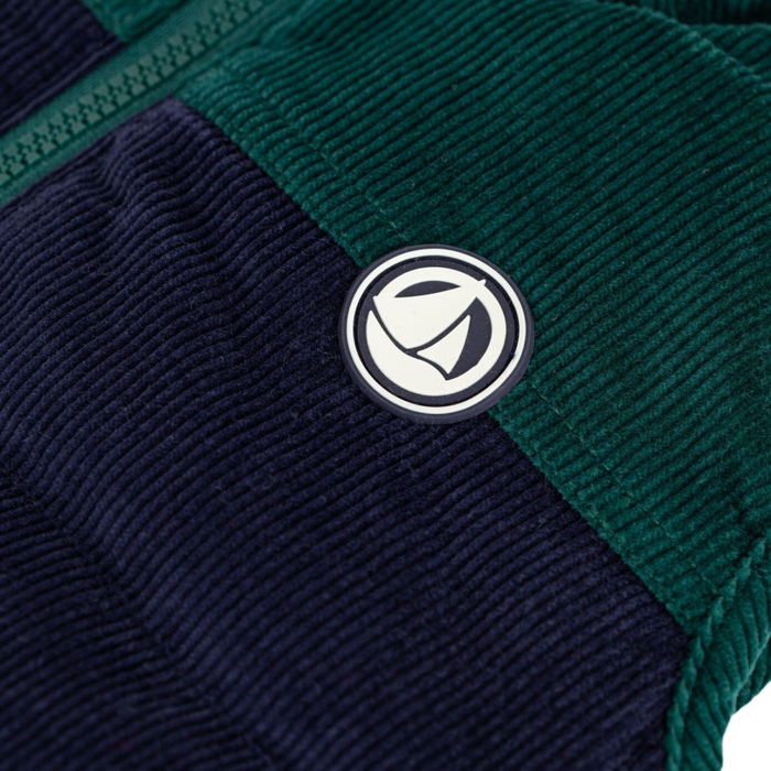 Petit Bateau - Bodywarmer omkeerbaar van fluweel en sherpa - Blauw/Groen