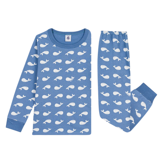 Petit Bateau - Fleece pyjama met walvisprint