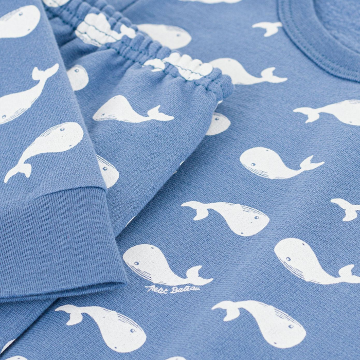 Petit Bateau - Fleece pyjama met walvisprint