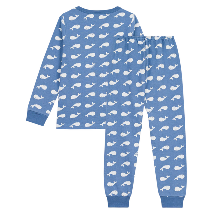 Petit Bateau - Fleece pyjama met walvisprint