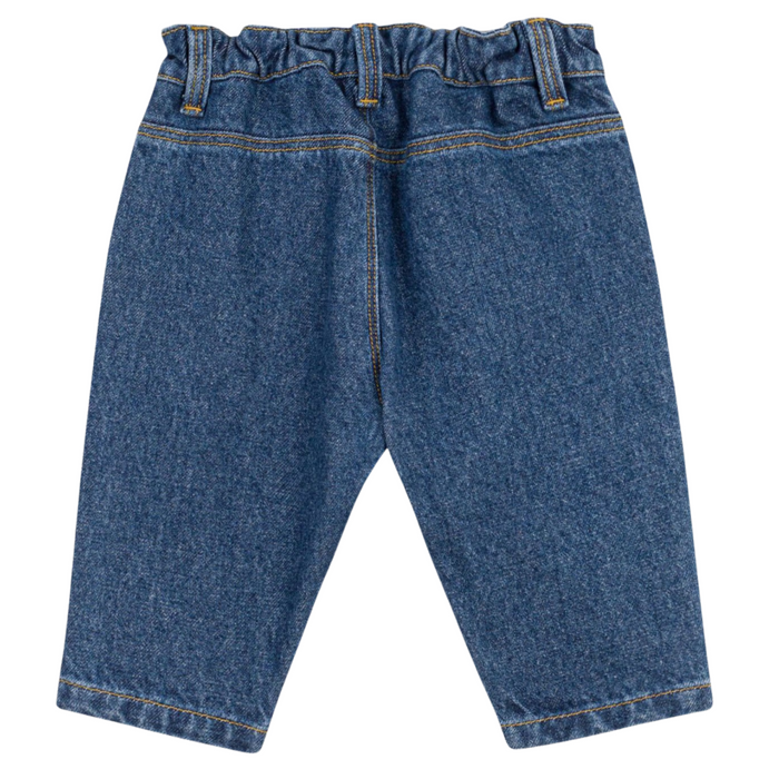 Petit Bateau - Effen denim broek met geborduurd hartje