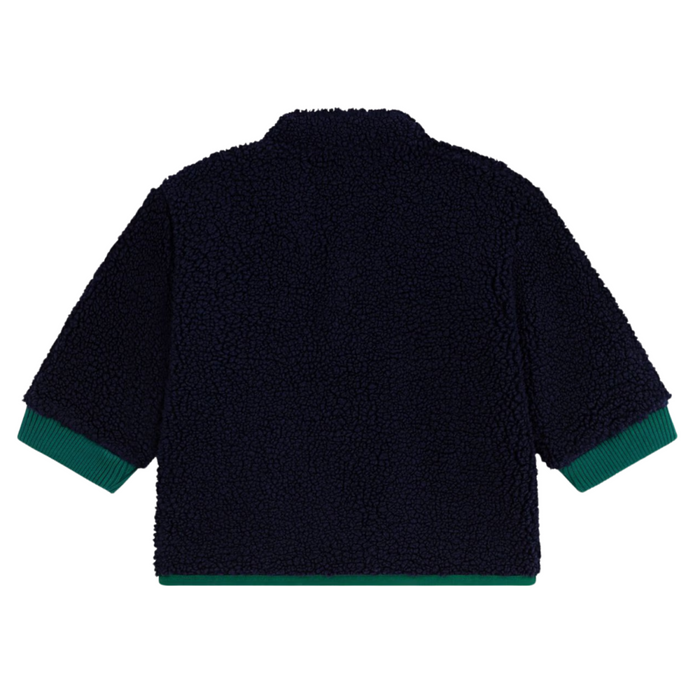 Petit Bateau - Effen jasje gewatteerd in sherpa - Navy Multicolour