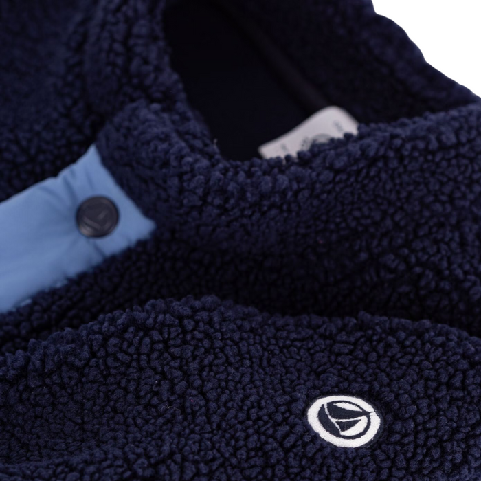 Petit Bateau - Effen jasje gewatteerd in sherpa - Navy Multicolour