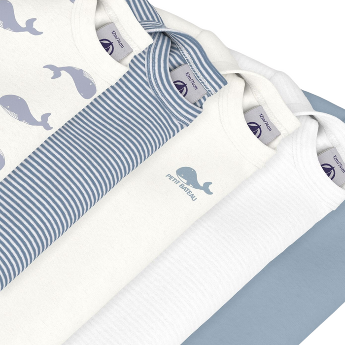 Petit Bateau - Set van 5 katoenen babybody's met lange mouwen en print