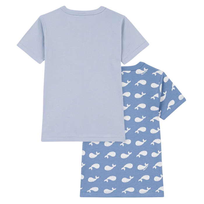 Petit Bateau - 2 Katoenen T-shirts met korte mouw en walvisprint