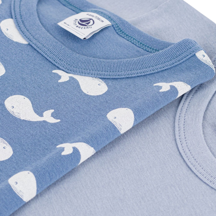 Petit Bateau - 2 Katoenen T-shirts met korte mouw en walvisprint