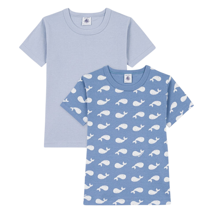 Petit Bateau - 2 Katoenen T-shirts met korte mouw en walvisprint