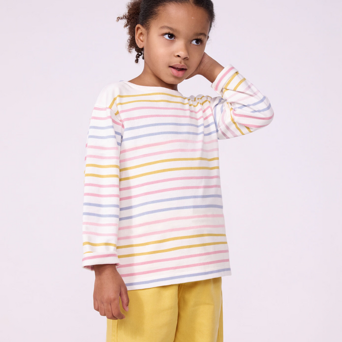 Petit Bateau - Katoenen gestreept marinetruitje - Wit/Multicolour