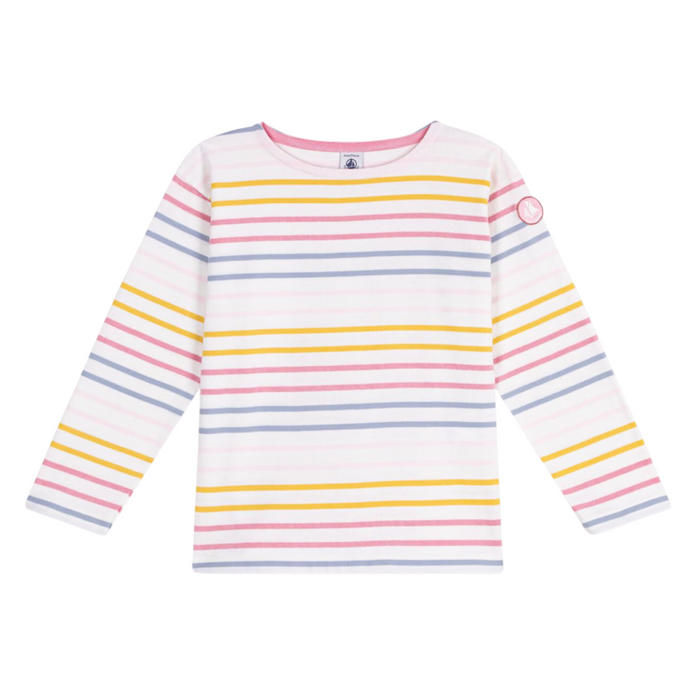 Petit Bateau - Katoenen gestreept marinetruitje - Wit/Multicolour