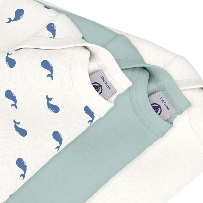 Petit Bateau - Set van 3 body's lange mouwen - Walvisjes