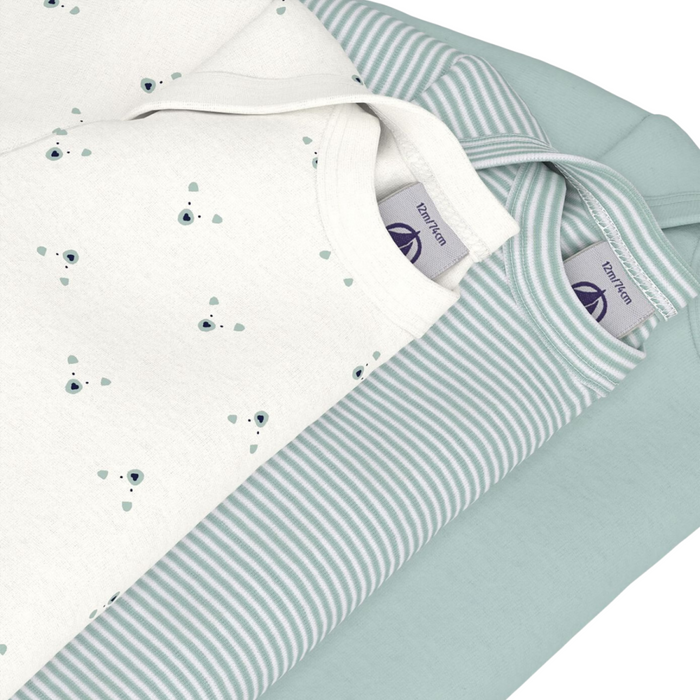 Petit Bateau - Set van 3 body's lange mouwen - Mint