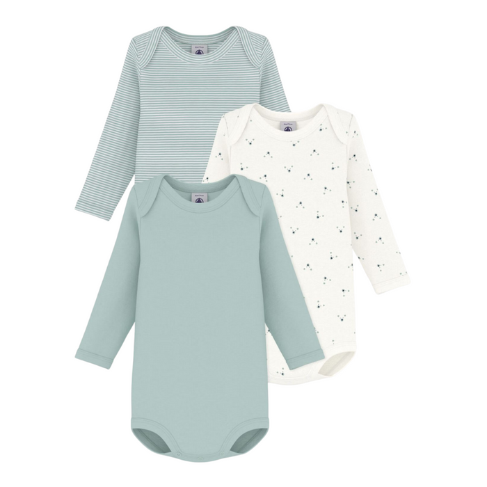 Petit Bateau - Set van 3 body's lange mouwen - Mint