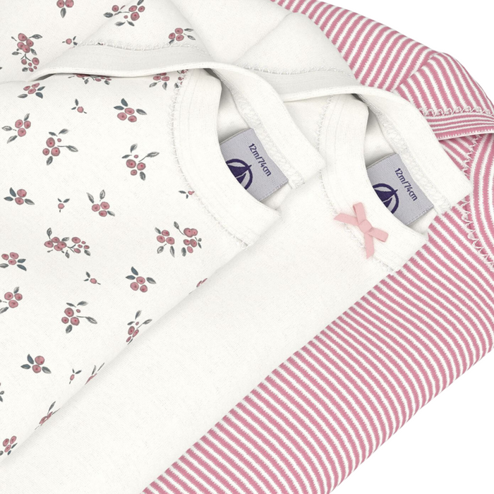 Petit Bateau - Set van 3 body's lange mouwen Bloemetjes