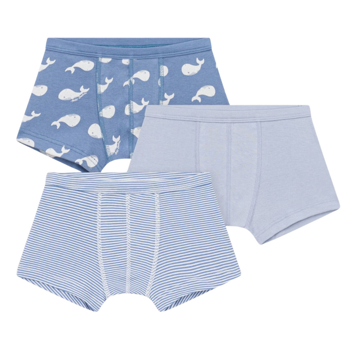 Petit Bateau - Set van 3 boxershorts met walvis