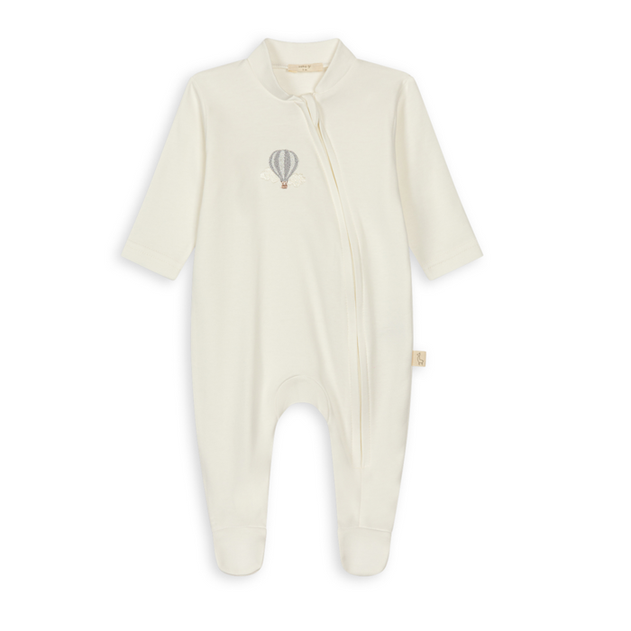 Baby Gi - Ivory cotton footie with zipper air balloon