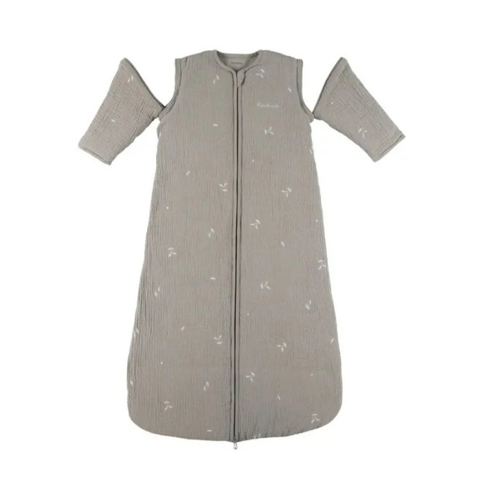 Noukies - F&O Slaapzak 100cm afritsbare mouwen, embroidered muslin - kaki