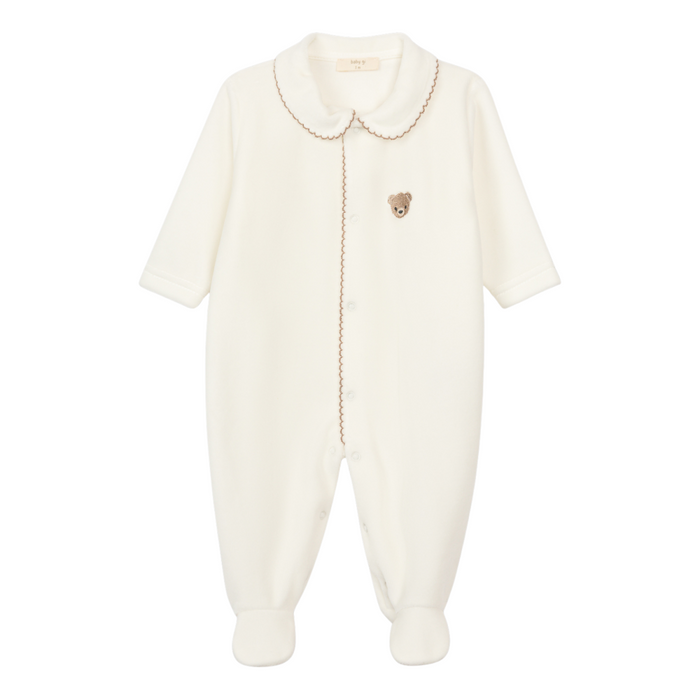 Baby Gi - Babypakje met geborduurd beertje knoopjes vooraan - Ivory